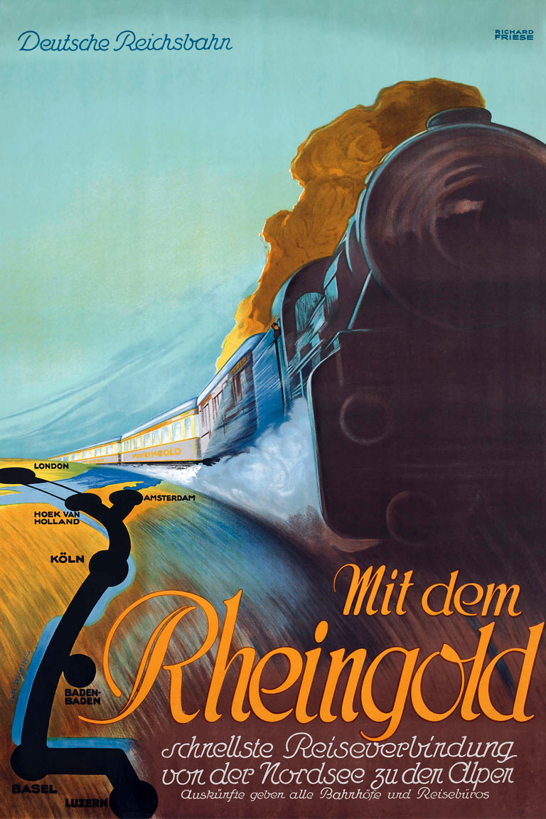 Affiche Mit dem Rheingold, 1928 | Richard Friese (Spoorwegmuseum Utrecht)