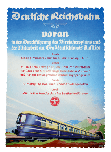 Advertentie Deutsche Reichsbahn voran, 1938 | collectie Michael Bermeitinger