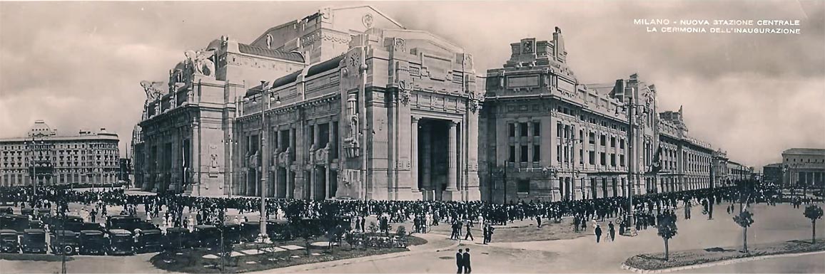 Panoramafoto inauguratie Milaan Centraal, 1931 | Anoniem (Wikimedia Commons)