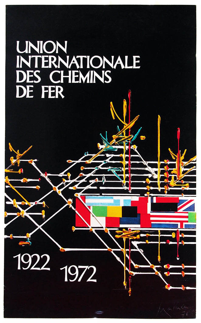 Affiche UIC 1922-1972, Georges Mathieu, 1972 | Collectie Arjan den Boer