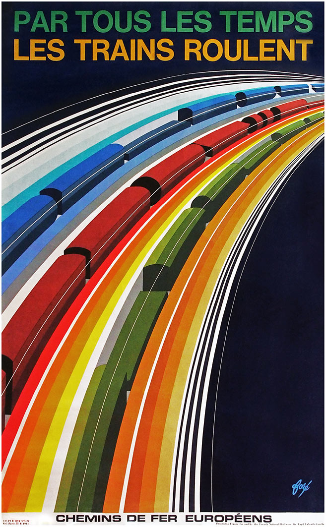 Affiche Par tous les temps les trains roulant, Foré, 1972 | Collectie Arjan den Boer
