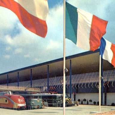Ansichtkaart spoorwegpark, Expo 58 in Brussel, 1958 | Collectie Arjan den Boer