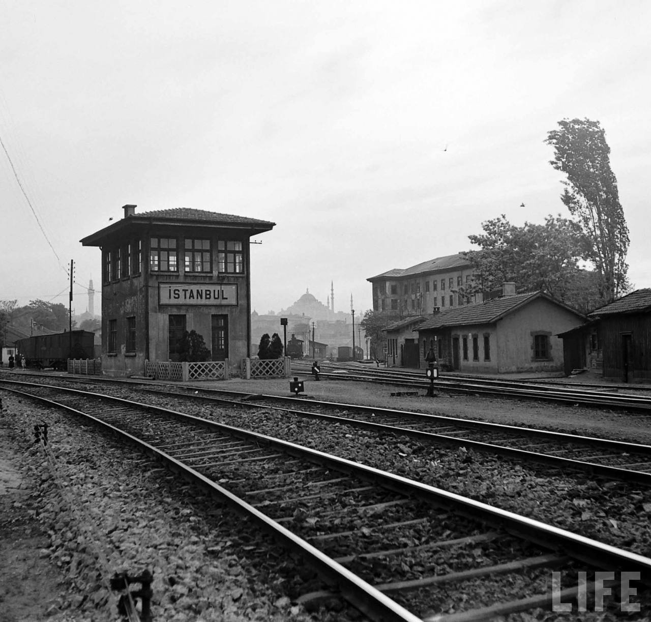 Railway yard and signal box at Istanbul Sirkeci | Photo: Jack Birns, 1950