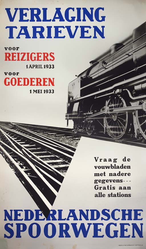 Affiche verlaging tarieven, 1933, ca. 1935 | Willem van de Poll (coll. Arjan den Boer)