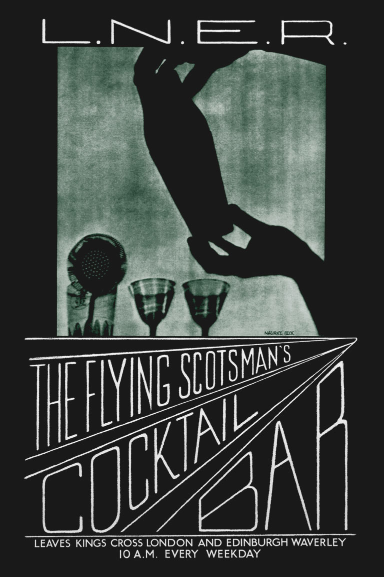 Affiche The Flying Scotsman's Cocktail bar | Ontwerp: Maurice Beck, ca. 1933