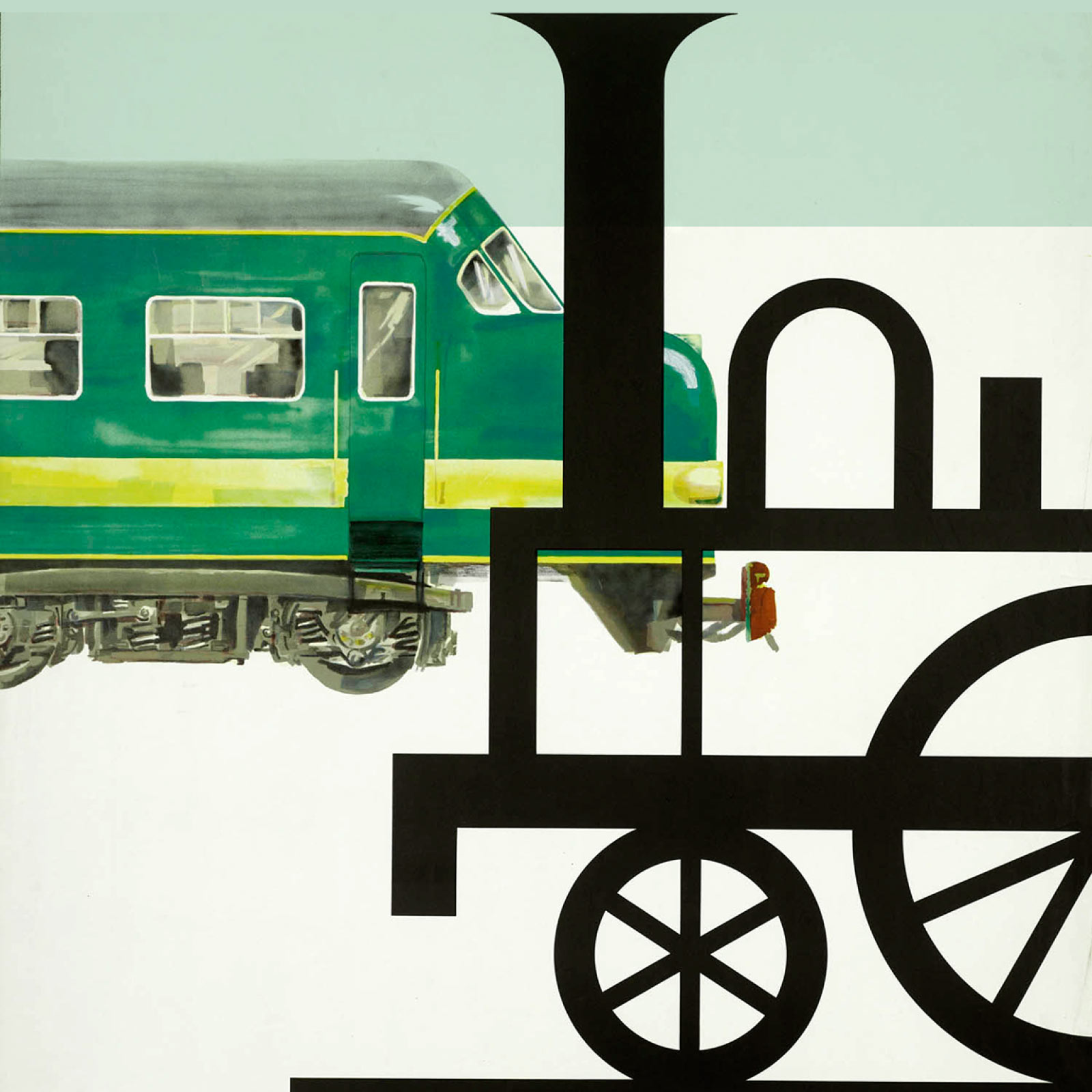 Affiche 125 jaar Spoorwegen, 1964 | Ontwerp Jan Rodrigo, collectie Spoorwegmuseum