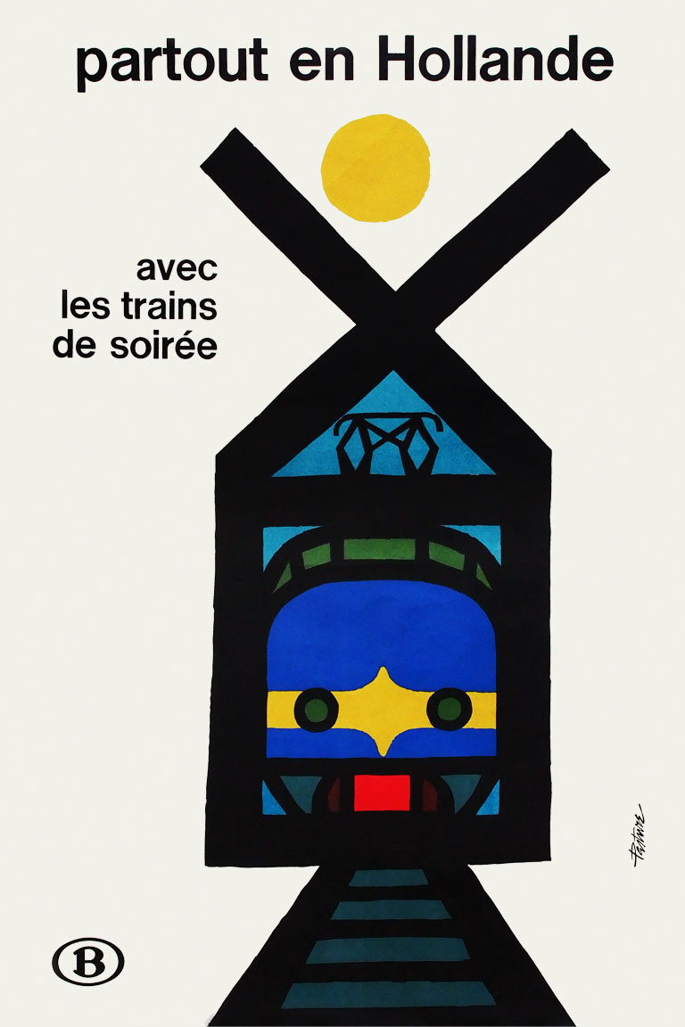 Affiche Benelux(avond)trein, NMBS 1962 | André Pasture (collectie Arjan den Boer)