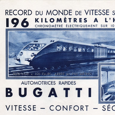 Advertentie wereldrecord Autorail Bugatti, 1937 | Collectie Arjan den Boer