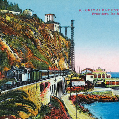 Ansichtkaart Frans-Italiaanse grens Grimaldi-Ventimiglia, ca. 1900 | Onbekend (coll. Photorail)