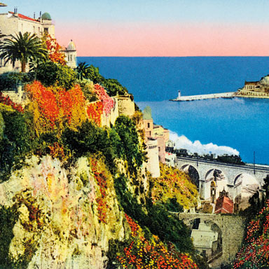 Ansichtkaart Monte Carlo-Beausoleil-Ravin de Sainte-Dévote, ca. 1900 | Onbekend (coll. Photorail)