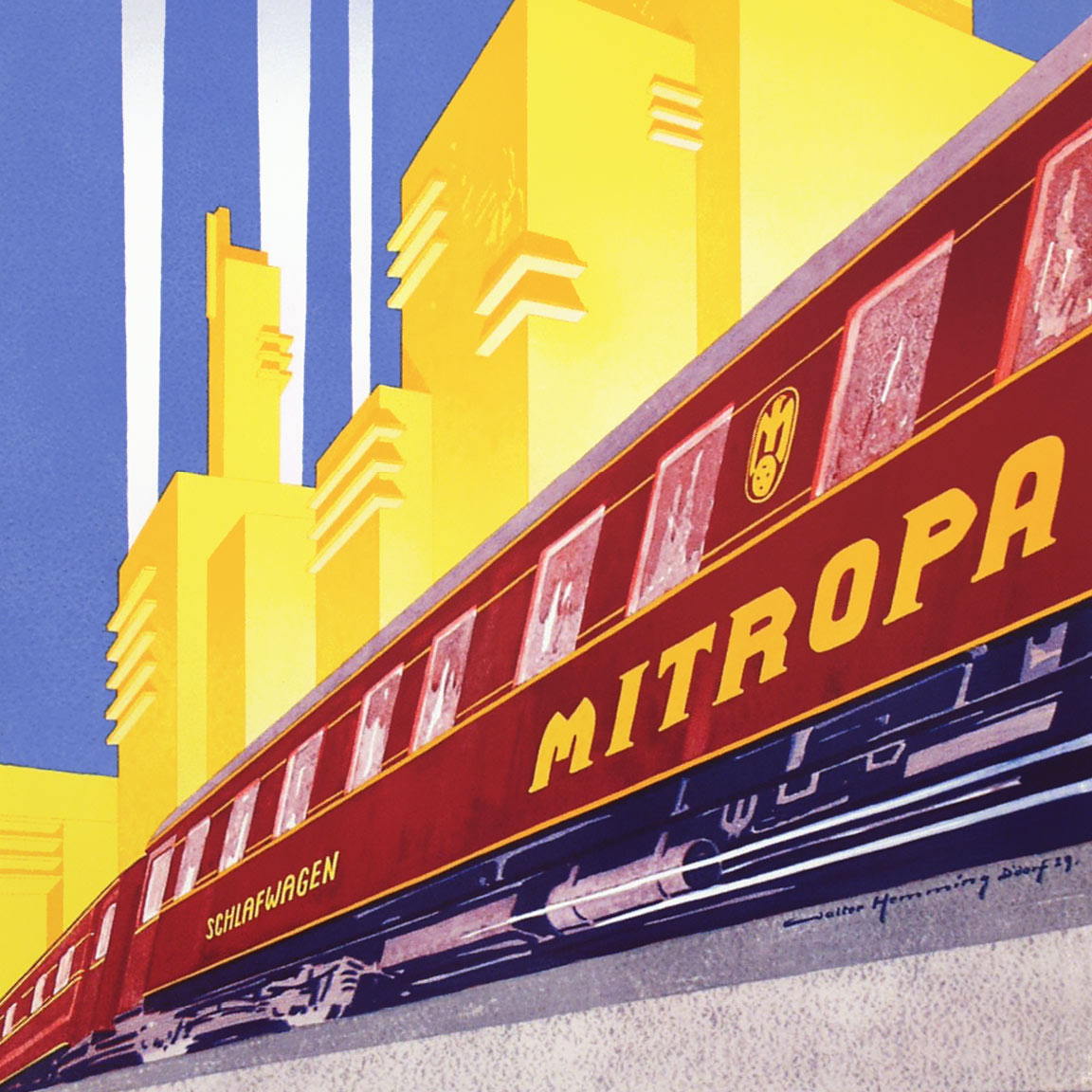 Affiche Mitropa slaaprijtuigen, 1929 | Walter Hemming (collectie Arjan den Boer)