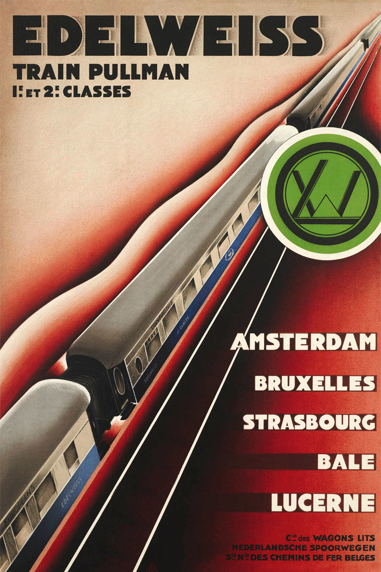 Affiche Edelweiss Train Pullman, 1928 | Hippolyte Petitjean (Spoorwegmuseum Utrecht)