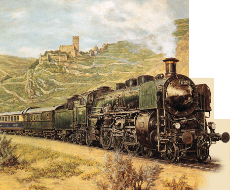 De Rheingold langs de Rijn met locomotief 18529, ca. 1930 | Adolf Jöhnssen (coll. Sedgwick and Marshall)