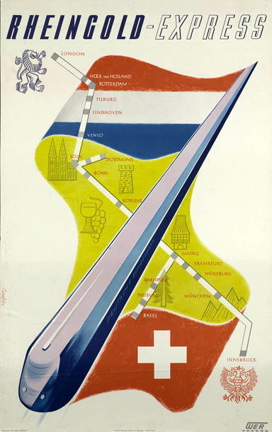 Affiche Rheingold-Express, 1953 | Eugene Cordier (Spoorwegmuseum Utrecht)