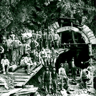 Arbeiders bij de aanleg van de Simplontunnel, 1899 | Ernesto Trabucchi (Archivio Verbano)