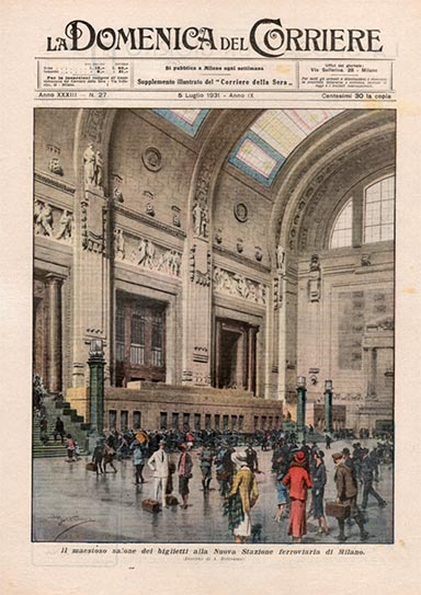 Atrium met loketten, 1931 | A. Beltrame/La Domenica del Corriere (collectie Arjan den Boer)