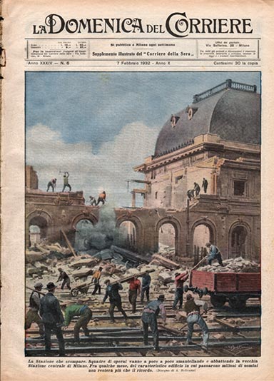 Sloop van het oude station, 1932 | A. Beltrame/La Domenica del Corriere (collectie Arjan den Boer)