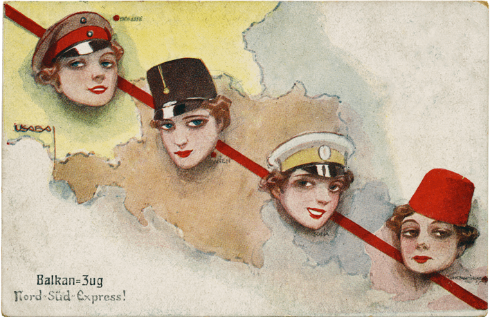 Ansichtkaart Balkanzug, Noord-Zuid Express, ca. 1916 | (collectie Arjan den Boer)