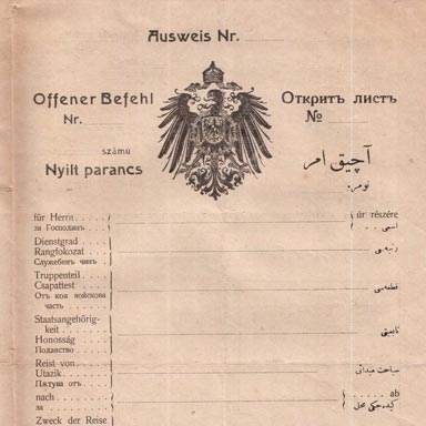 Ausweis Balkanzug, ca. 1916 | (eBay)