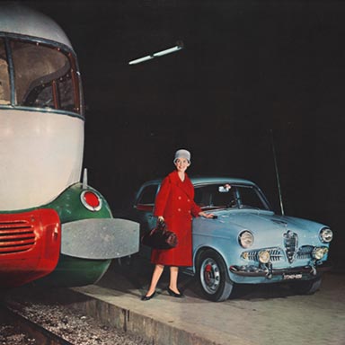 Affiche Trein en auto, FS ca. 1960 | J. Moncada (Galleria L'Image)