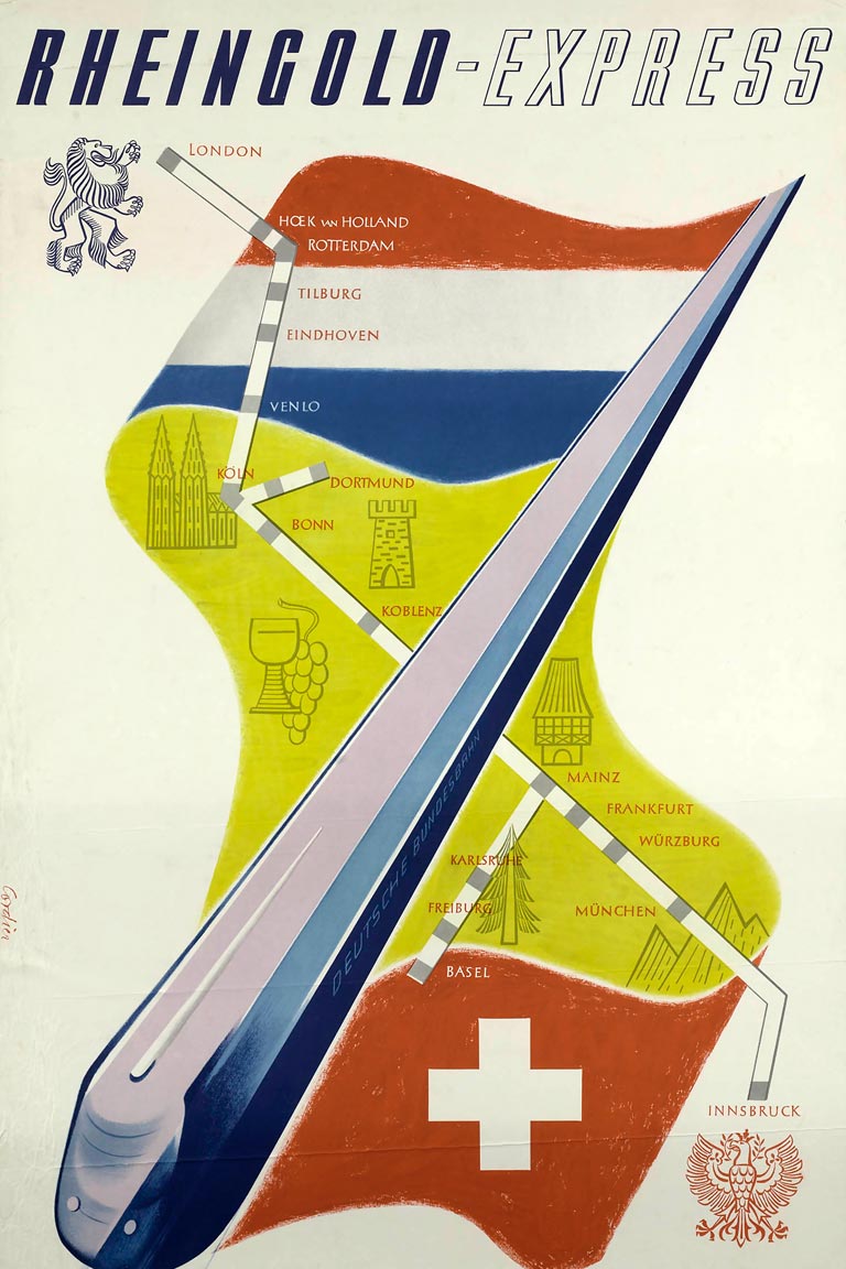 Poster Rheingold-Express, 1953 | Eugene Cordier (Spoorwegmuseum Utrecht)