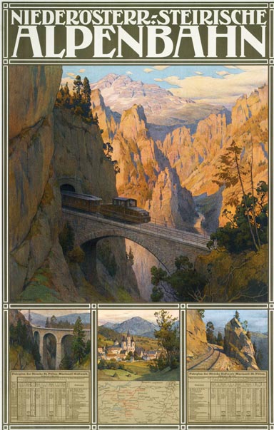 Affiche Niederösterreichisch-Steirische Alpenbahn, ca. 1910 | Gustav Jahn (coll. Albertina, Wenen)